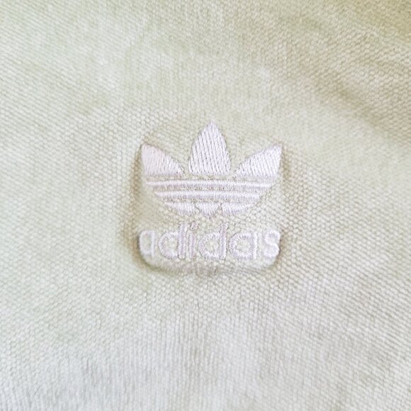 Adidas Originals Light Green Velvet Crop Zip-up Track Jacket - Size M - Picture 4 of 12